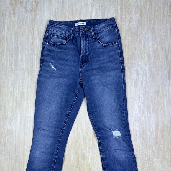 Good American Good Waist Distressed Skinny Stretch Slim Denim Jeans GW113T 4/27 - Picture 2 of 16